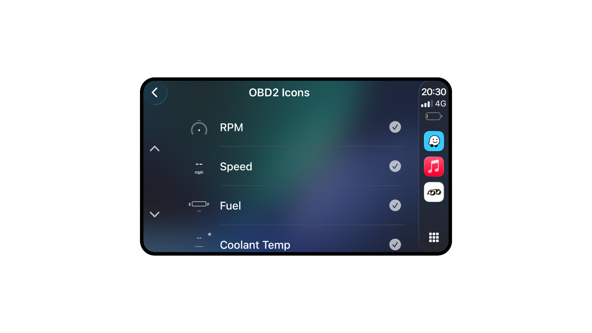 992noise CarPlay icon layout customisation screen